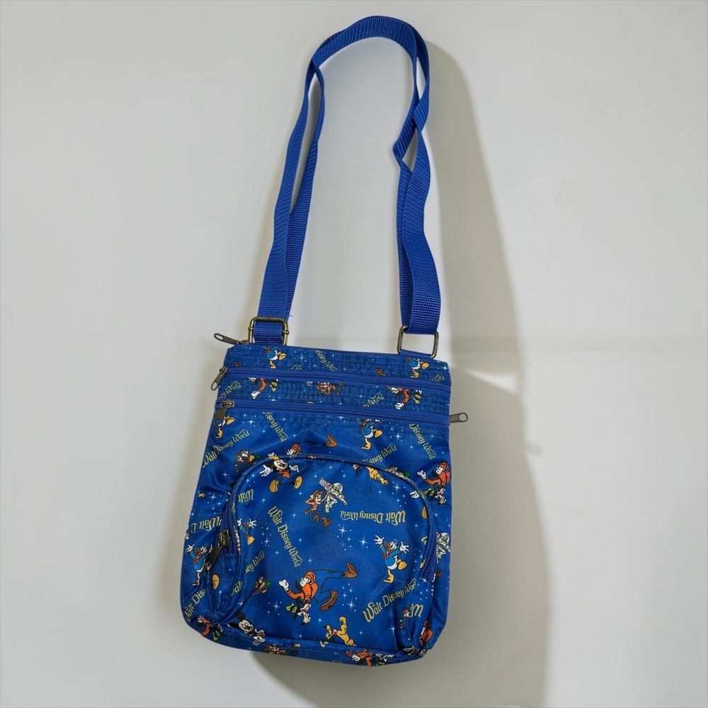 Vintage Disney Parks Walt Disney World Blue Mickey Mouse & Friends Crossbody Bag